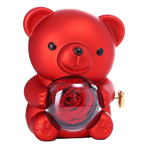 Urso Rotativo com Colar Dois Corações
